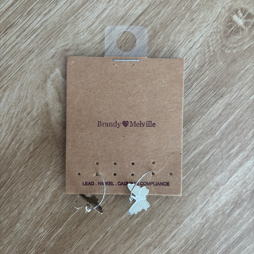 Brandy Melville Silver Butterfly Charm Earrings - Picture 2 of 3